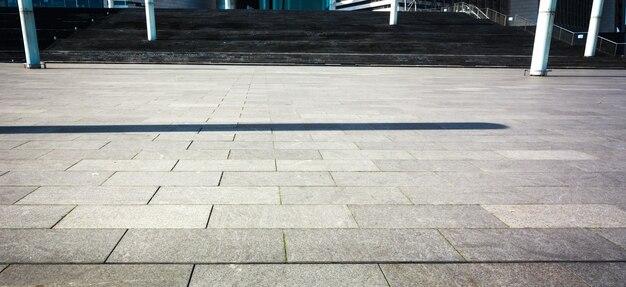 public square with empty road floor in downtown