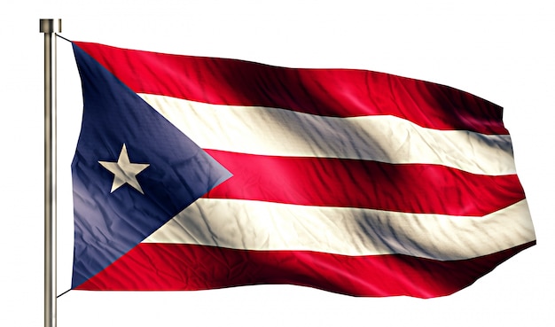 Пуэрто-Рико Национальный флаг изолированных 3D белый фон