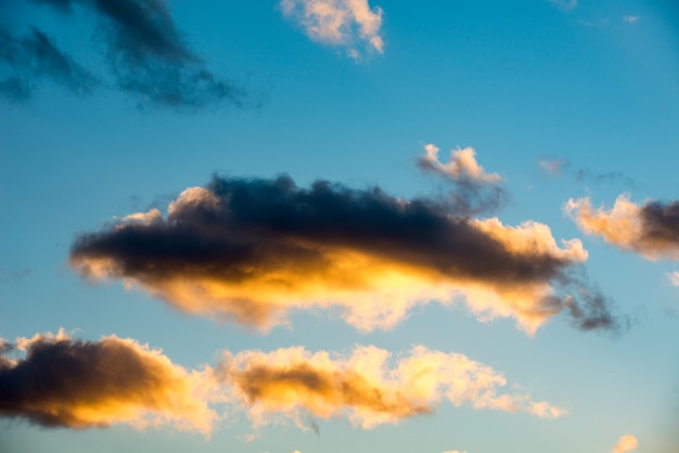 Puffy and colorful sunset clouds