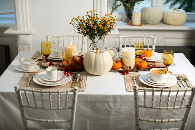 Pumpkin set on the table