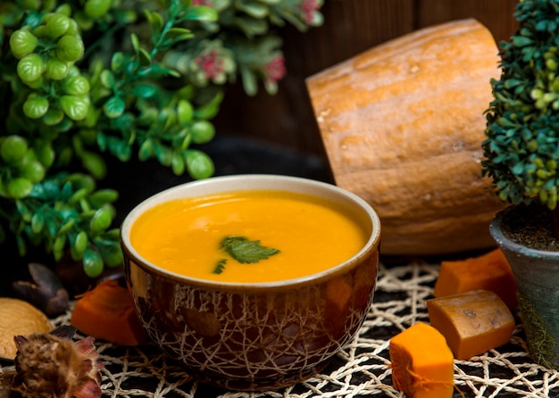 Pumpkin soup with herbs