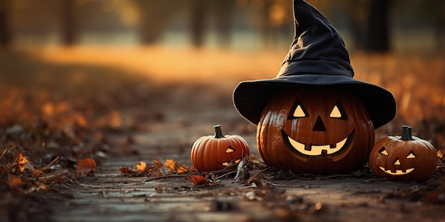 Foto gratuita una zucca con un cappello di strega