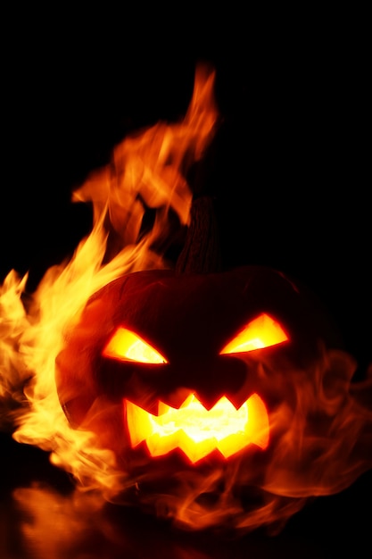 pumpkin within flames