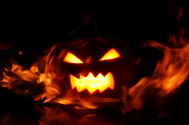 pumpkin within flames