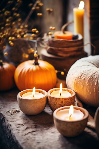 Pumpkins arrangement  indoors