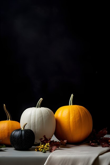 Pumpkins arrangement indoors