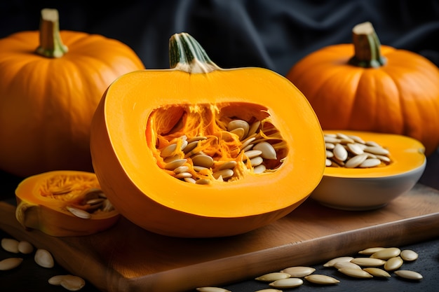 Pumpkins arrangement indoors