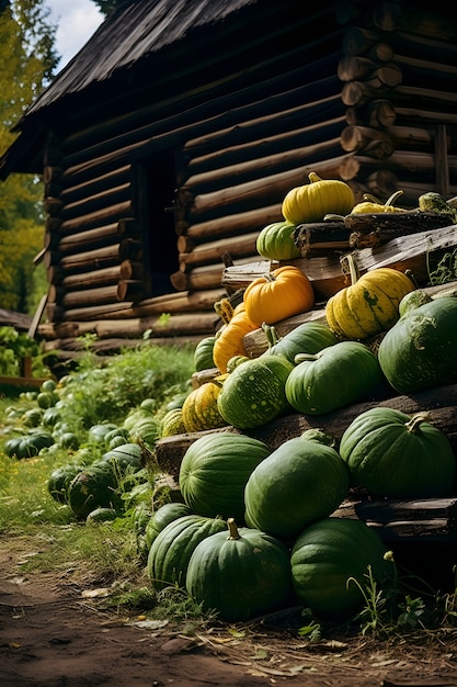 Бесплатное фото Устройство тыквы на открытом воздухе