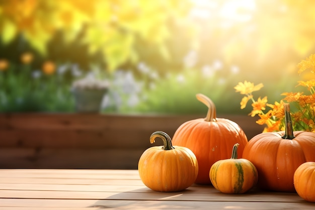 Free photo pumpkins arrangement outdoors