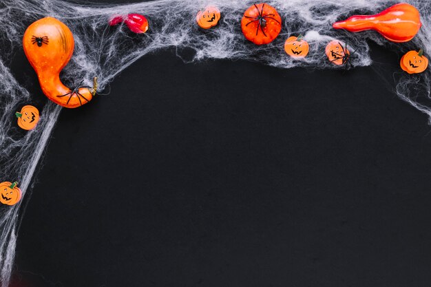 Pumpkins on web for Halloween 