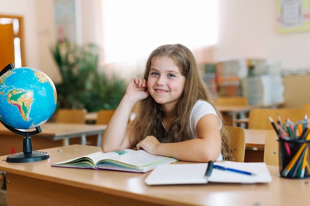 Pupil girl on lesson