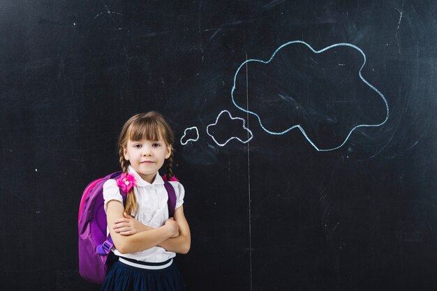 Pupil girl at think cloud