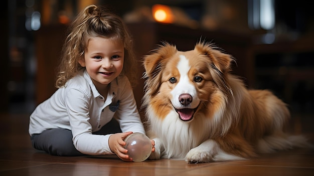 無料写真 子犬と子供の壁紙