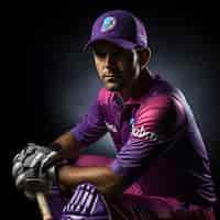 Free photo purple batsman player background