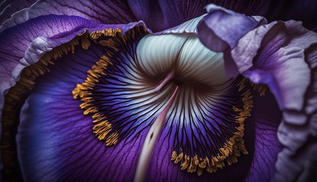花の生成 AI の紫色の美しさのクローズ アップ