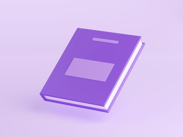 Purple book 3D illustration isolated on background