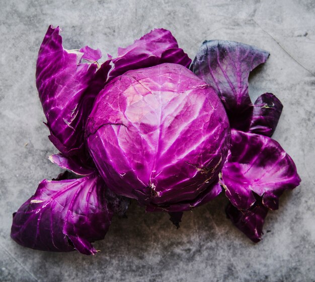 Purple cabbage on floor