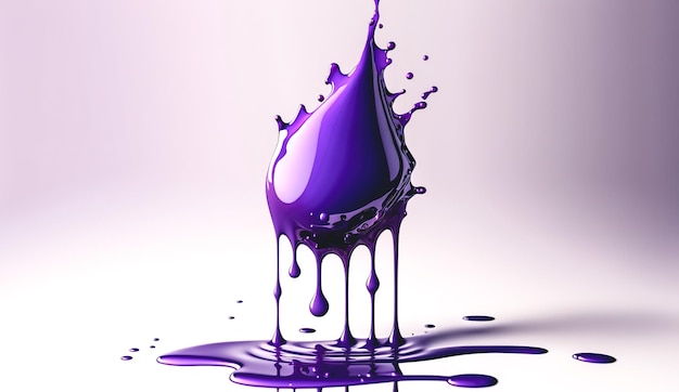 Free photo purple drop of paint closeup generative ai