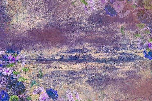 Free photo purple floral wall textured background