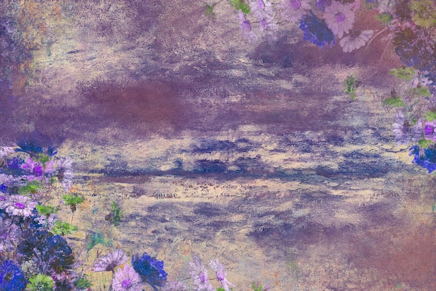 Purple floral wall textured background