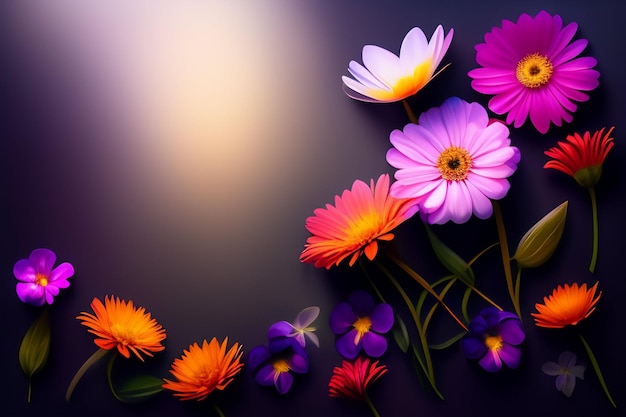 Фиолетовые цветы на темном фоне