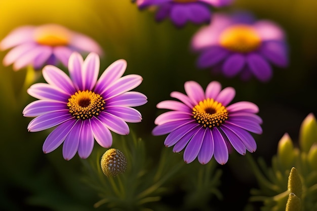 Purple flowers in the sunlight