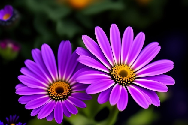 無料写真 中心が黄色の紫色の花