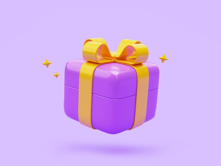 무료 Photo 보라색 선물 상자 놀람 최소한의 선물 생일 파티 축하 아이콘 3d 그림