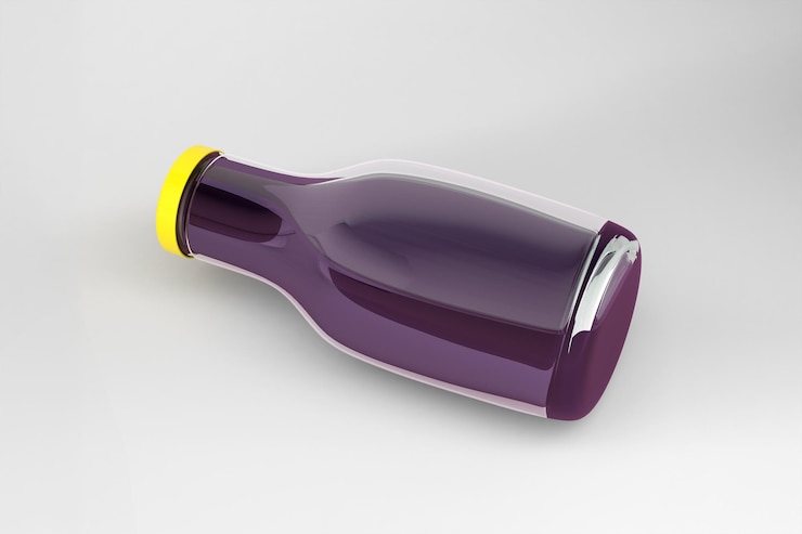Free Photo purple juice bottle with yellow cap