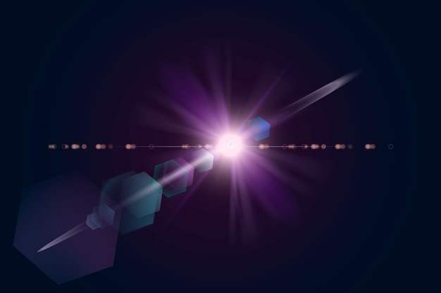 purple lens flare with hexagon ghost effect design element