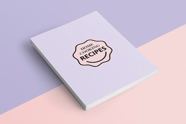 Purple notebook on pastel background