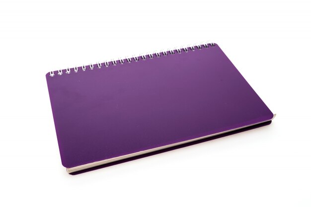 Purple notebook in a white background