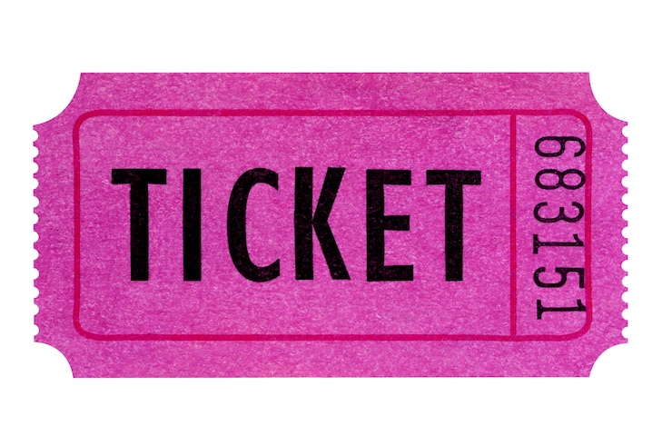 Free Photo purple or pink ticket isolated on white.
