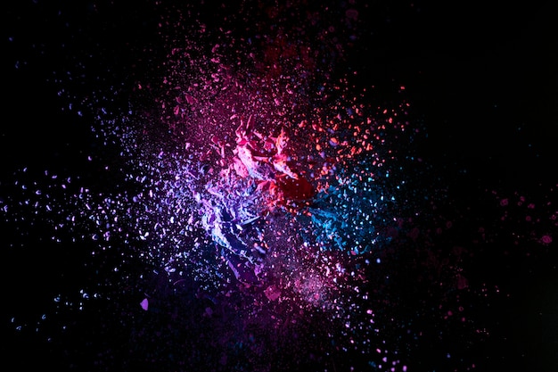 Purple powder mix splash with dark background
