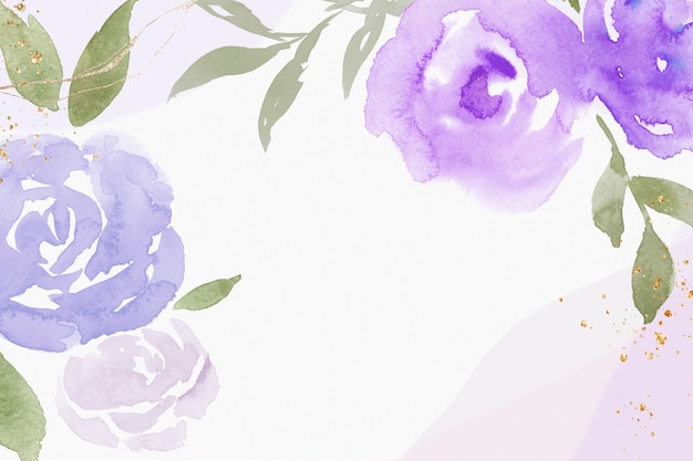 紫のバラフレーム背景春水彩イラスト