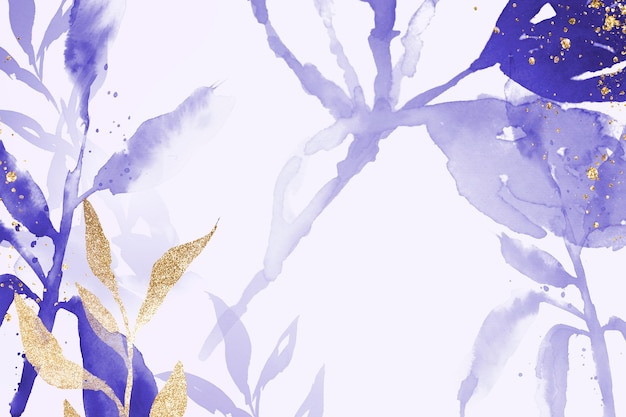 無料写真 紫色の水彩画の葉の背景の審美的な冬の季節
