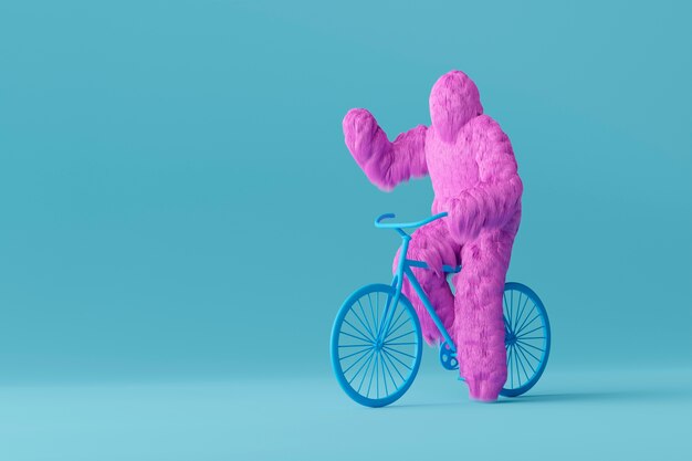 자전거에 보라색 설인 만화