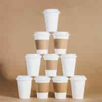 Free photo pyramid of coffee cups