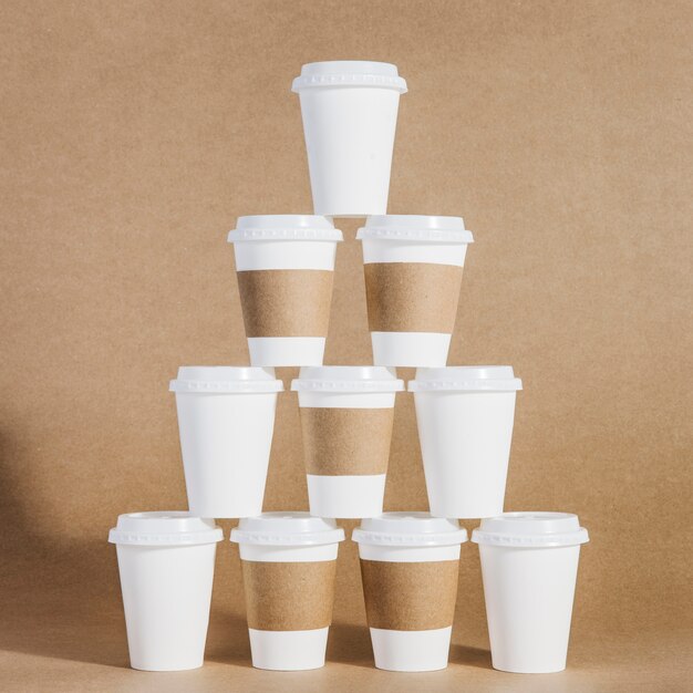 Pyramid of coffee cups