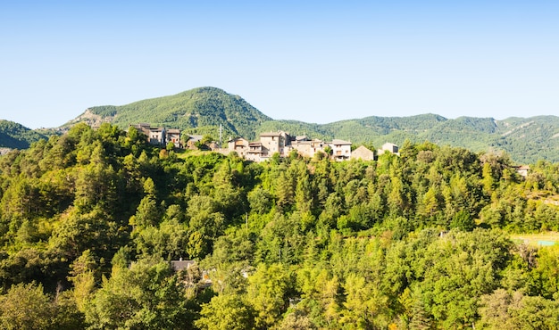 Pyrenees village in forest. Puyarruego