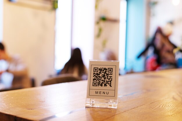 Qr code on the counter of a bar
