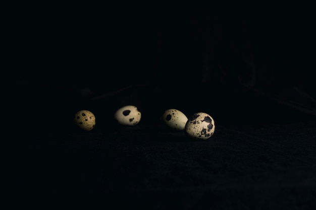 Foto gratuita uova di quaglia tra l'oscurità