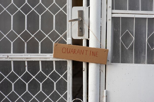Quarantine sign on front door