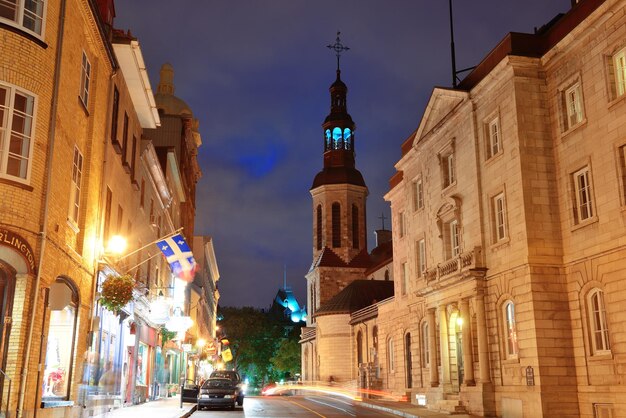 QUEBEC CITY, CANADA - SEP 10: Old street at night on September 10, 2012 in Quebec City, Canada. As the capital of the Canadian province of Quebec, it is one of the oldest cities in North America.