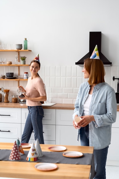 Queer couple celebrating birthday together