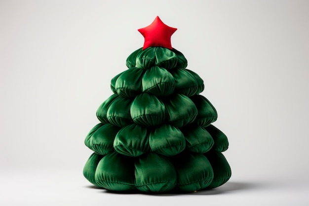 Free photo quilted green fabric christmas tree on white background