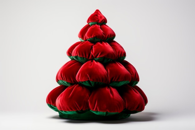 Бесплатное фото Рождественская елка из красной ткани на светлом фоне