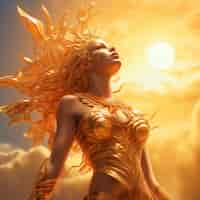 Free photo radiant depiction of empowered female sun goddess