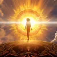 Free photo radiant depiction of empowered female sun goddess