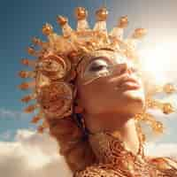 Free photo radiant depiction of empowered female sun goddess